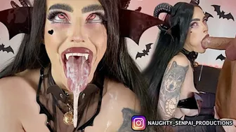 Succubus Devouring (Extended) Ahegao Goth Fucked   Nylon Feet &mdash;  Blowjob &mdash;  Facial