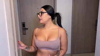 Slutty Neighbor Brings Fake Excuse &mdash;  Finds Cock🍆; GF Not Home For NYE