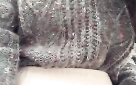 Big Boobed Japanese Hottie Touches Herself As She Strips