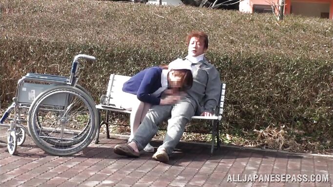 Japanese Nurse Fucks This Old Geezer In The Park