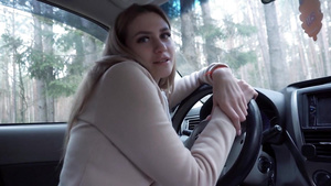 Gorgeous Steamy Blond Hair Babe Real Lovemaking Into Car In Forest Part1