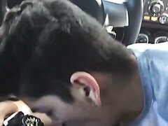 Cute Horny Guy Sucks A Hot Uncut Latino Cock In The Car
