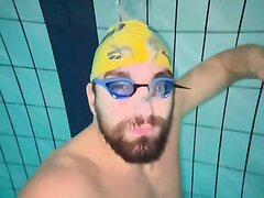French Hottie Siniking Underwater With Goggles