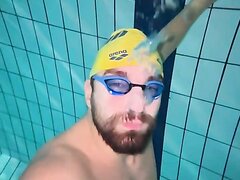 French Hottie Siniking Underwater With Goggles