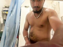 French Arab Jerks Off  In His Bathroom