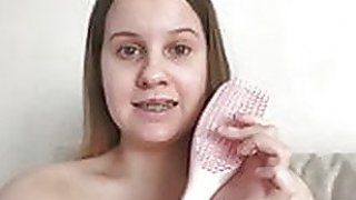 18yo TEEN FIRST TIME Brush BBW HUGE TIT TEENY GIRL GERMAN